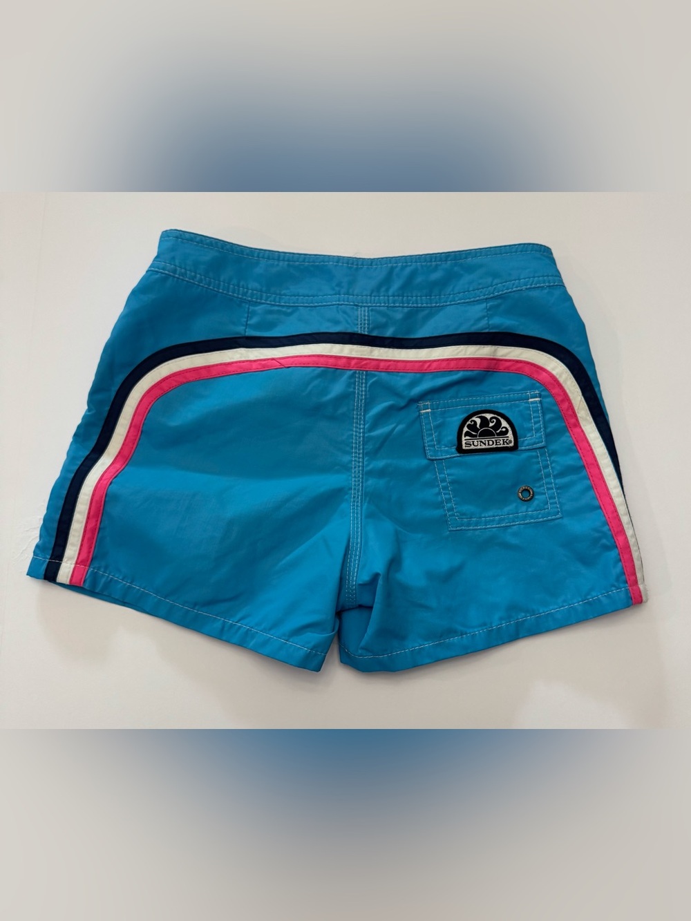 Sundek Bright Blue Kids Swim Trunks with White Drawstring Size 10